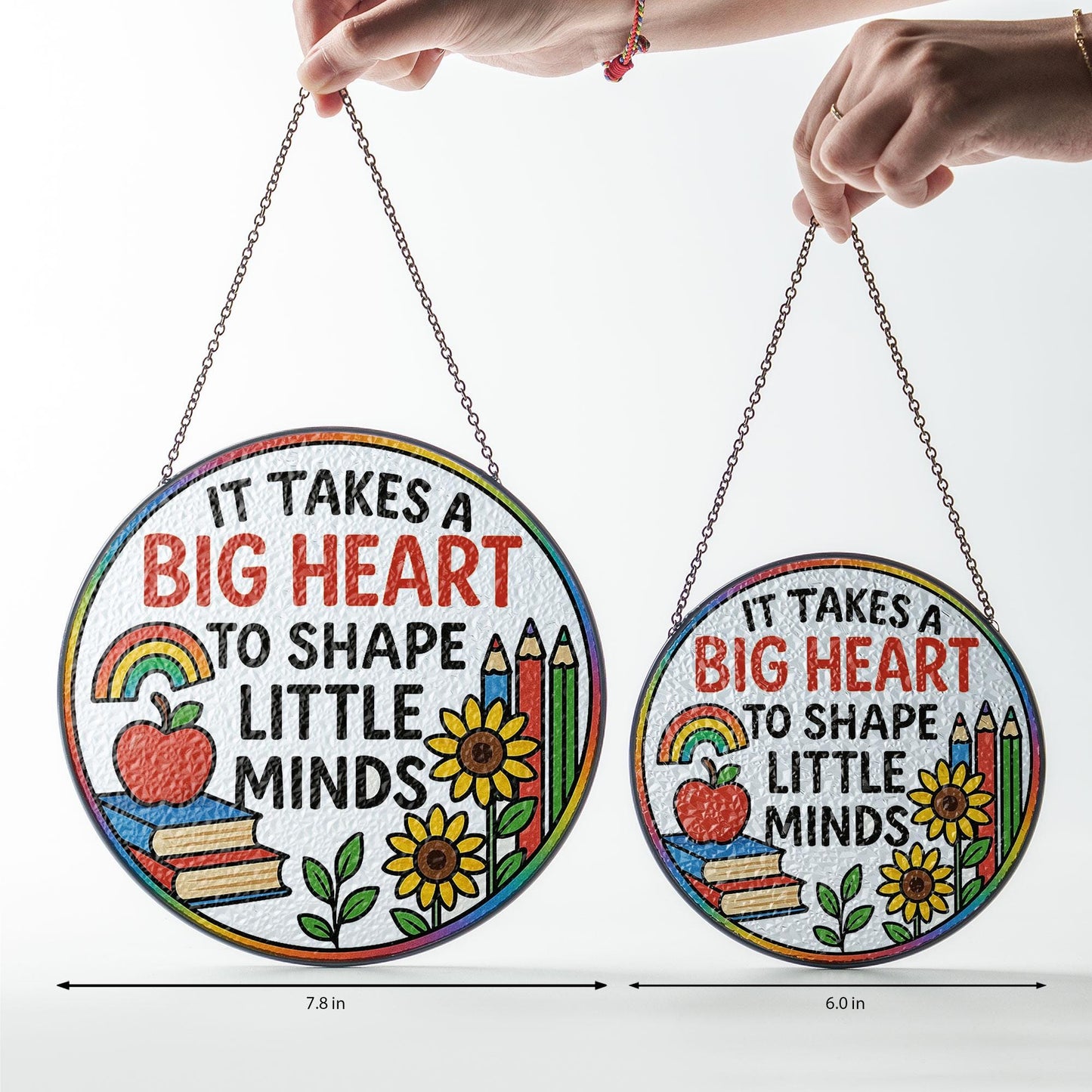 Teacher Stained Glass Suncatcher, It Takes A Big Heart To Shape Little Minds, Teacher Gifts, Teacher Appreciation Gifts, Thank You Gifts