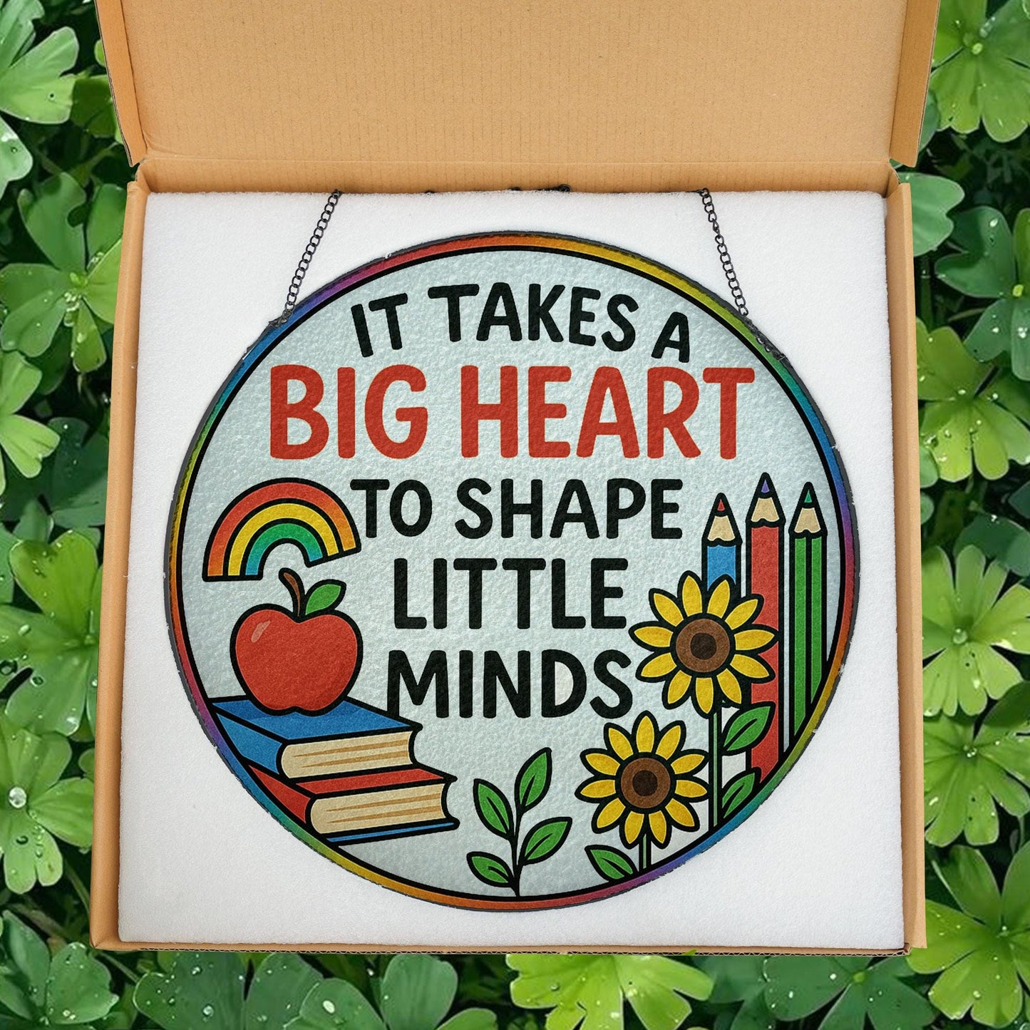 Teacher Stained Glass Suncatcher, It Takes A Big Heart To Shape Little Minds, Teacher Gifts, Teacher Appreciation Gifts, Thank You Gifts