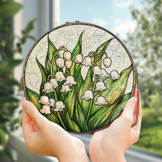 Lily of Valley Flower Glass Suncatcher, Suncatcher Hanging Decor, Lily of Valley Suncatcher, Gift for Mom, May Birth Month Flower Suncatcher
