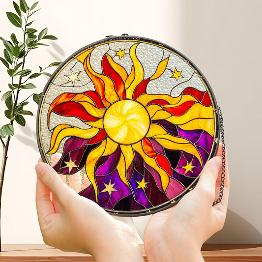 Sun Glass Suncatcher, Sun Suncatcher Ornament, Whimsical Spiral Sun, Sun Art, Sun Set Lover Gift, Sun Home Decor, New Home Decor, mom gift