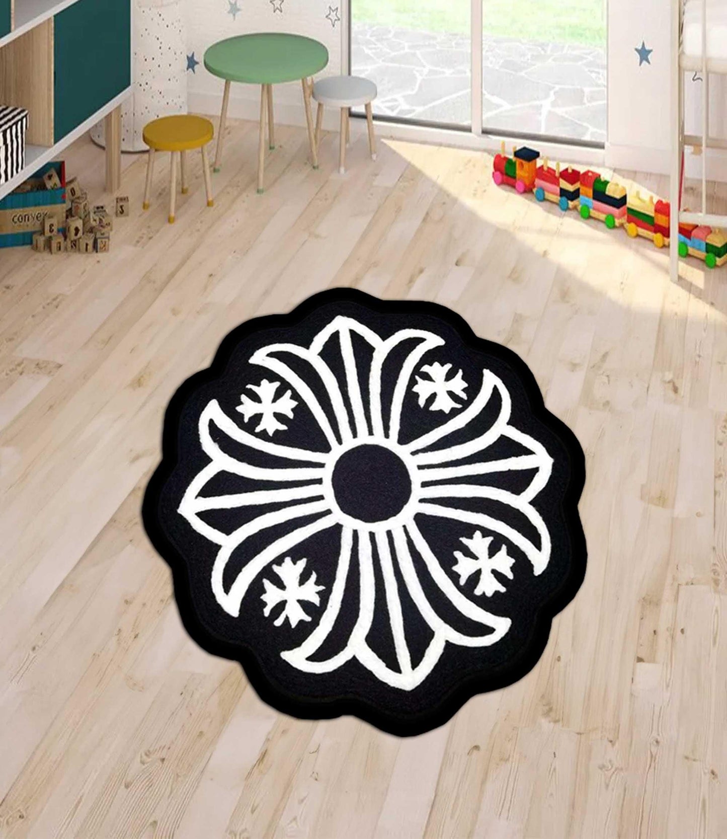 chrome heart inspired rug, chrome heart rug,chrome heart round rug,cross rug, gothic cross,chrome gothic style Y2K, chrome cross, custom rug