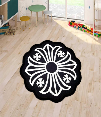 chrome heart inspired rug, chrome heart rug,chrome heart round rug,cross rug, gothic cross,chrome gothic style Y2K, chrome cross, custom rug