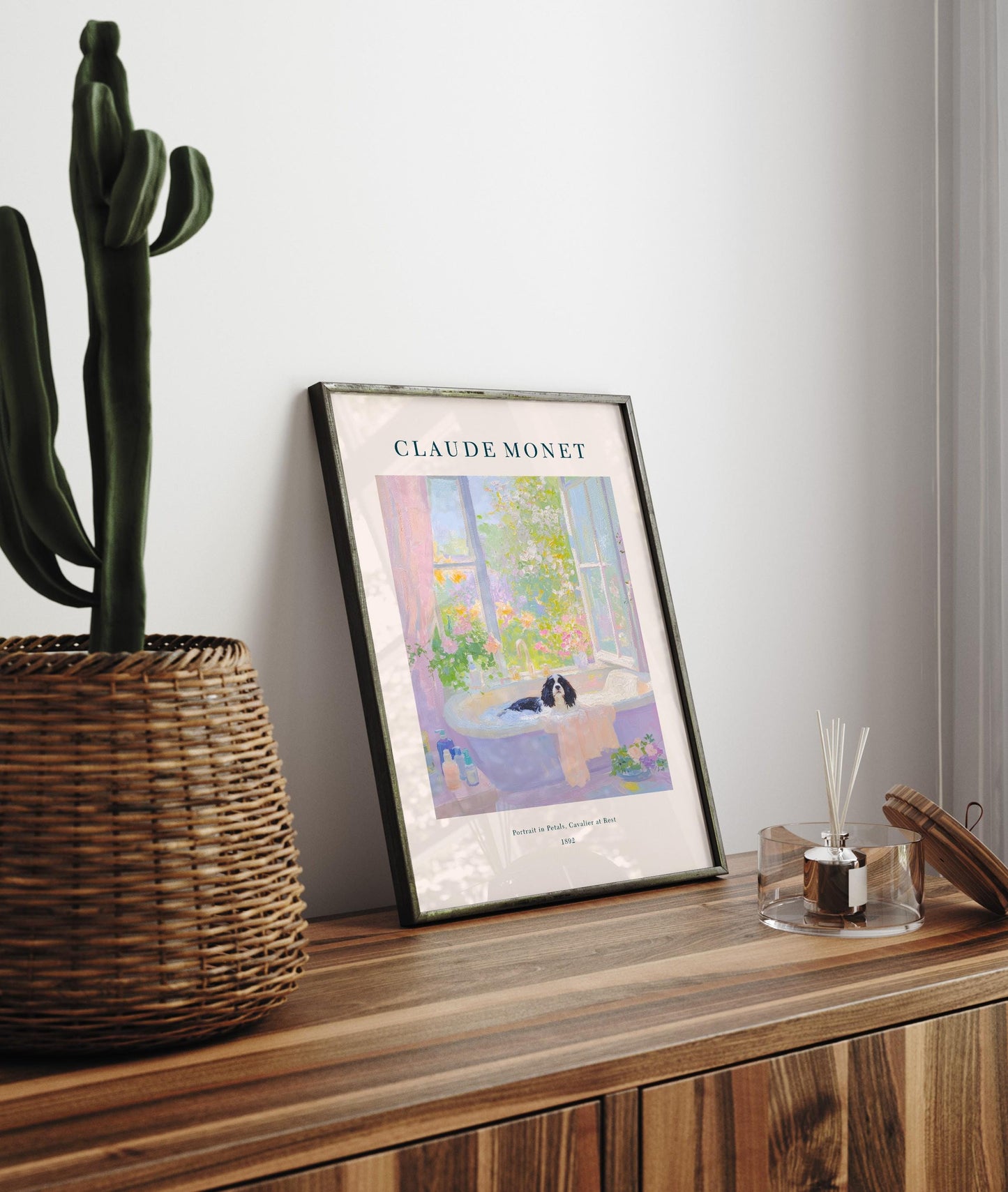 Monet Style Cavalier King Charles Spaniel Print: French Bathroom Art