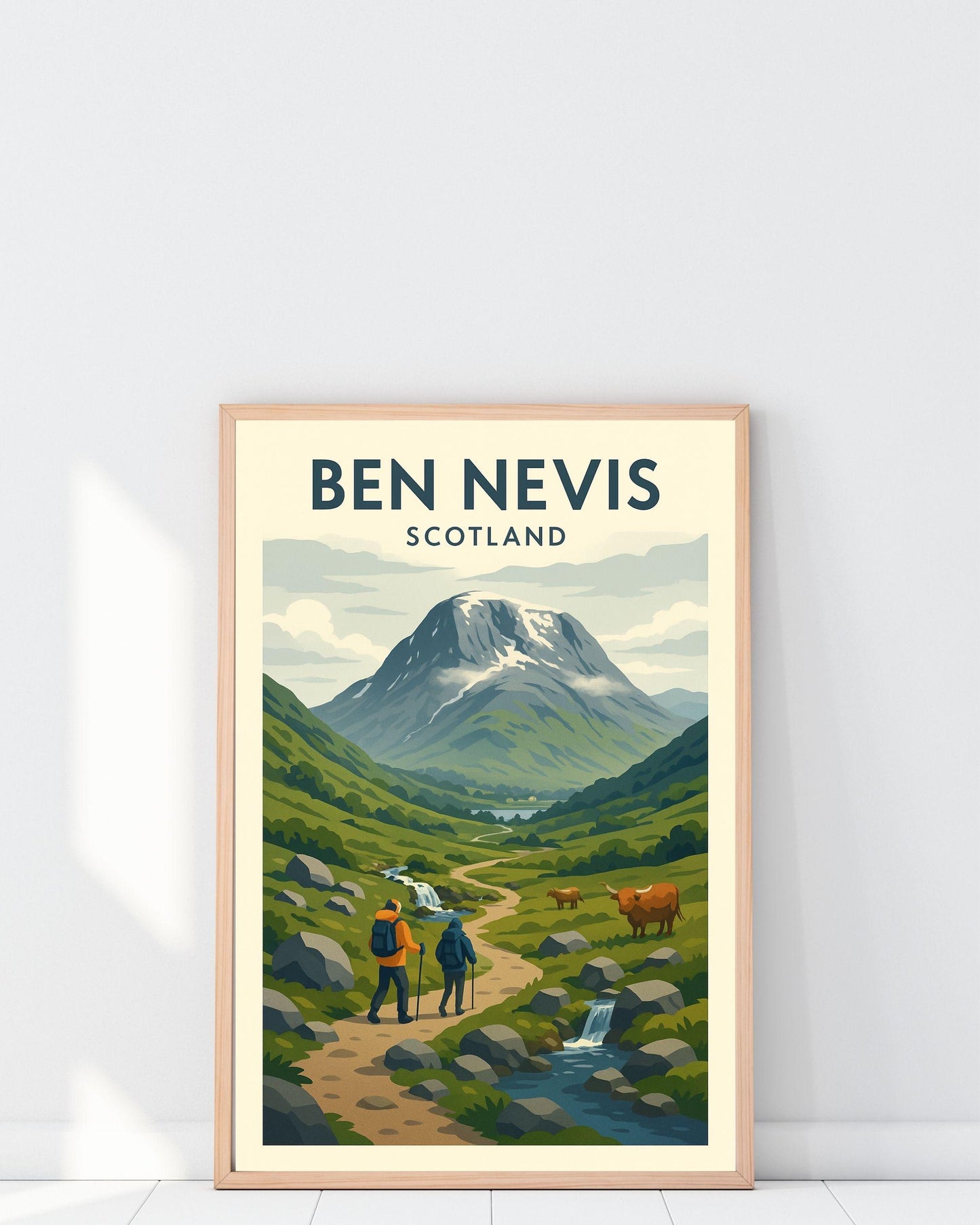 Ben Nevis Scotland Poster Wall Art, Mountain Climbing Print, Home Décor Gift for Wedding & Birthday, Three Peaks Challenge Scotland Poster