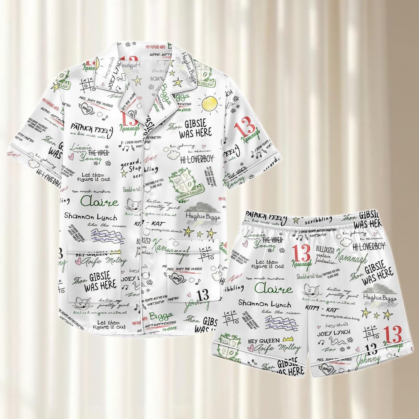 Boys Of Tommen Satin Pajamas Short Set, Rugby Team Women Pajams, Tommen College Shirt, Romance Book Matching Pjs, Funny Gift For Her