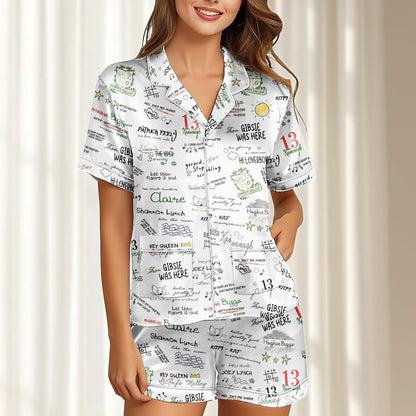 Boys Of Tommen Satin Pajamas Short Set, Rugby Team Women Pajams, Tommen College Shirt, Romance Book Matching Pjs, Funny Gift For Her