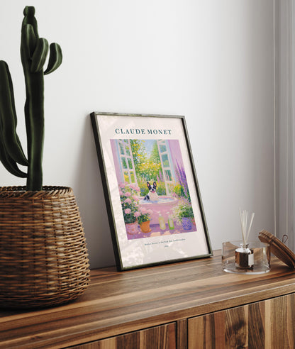 Monet Style Boston Terrier Arr: French Bathroom Print