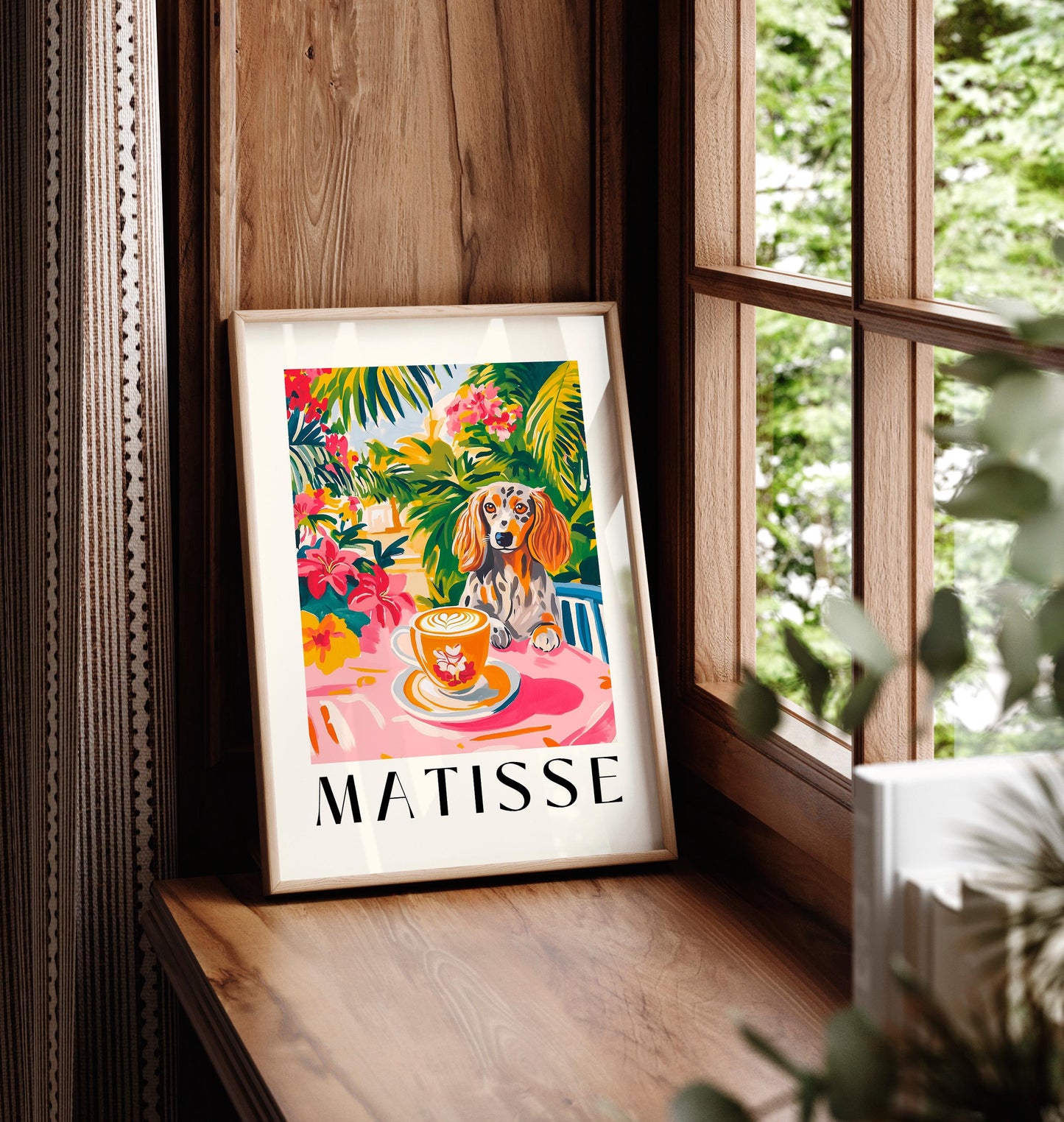 Dachshund Coffee Print: Matisse Style Kitchen Wall Art