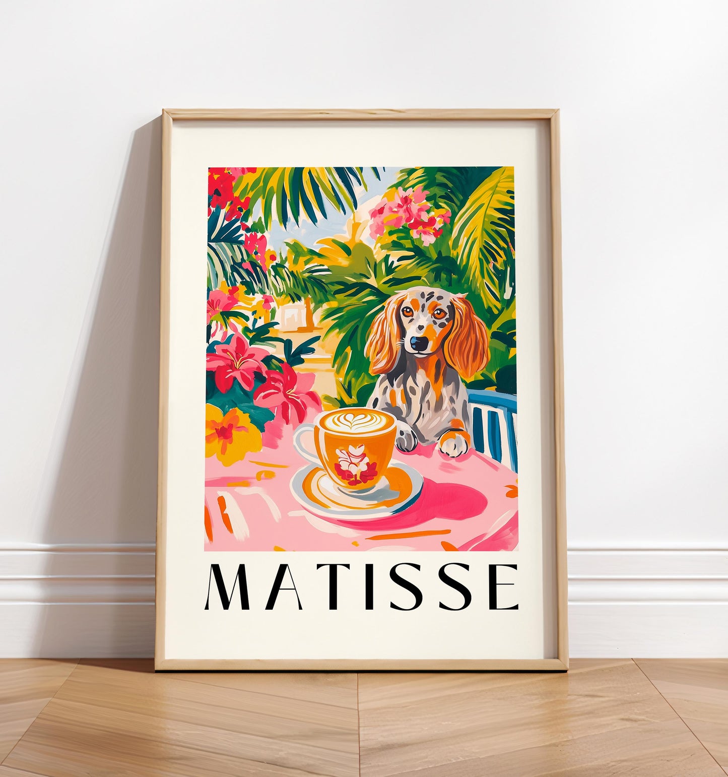 Dachshund Coffee Print: Matisse Style Kitchen Wall Art