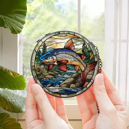 Rainbow Trout Glass Suncatcher, Glass Fish Window Hanging, Angler Gift, Fishing Cabin Ornament, Nature Lover Sun Catcher, Fisherman Gift