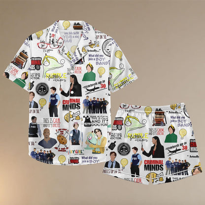 Criminal Minds Satin Pajama Set, Funny FBI Satin Pajamas, Spencer Reid Sleepwear, Crime Show Lounge Set, Gift for TV Show