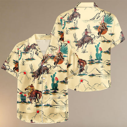 Cowboy Satin Pajamas Shorts, Western Desert Sleepwear, Horse Rider Pajama Set, Rodeo Pajamas, Gift For Her