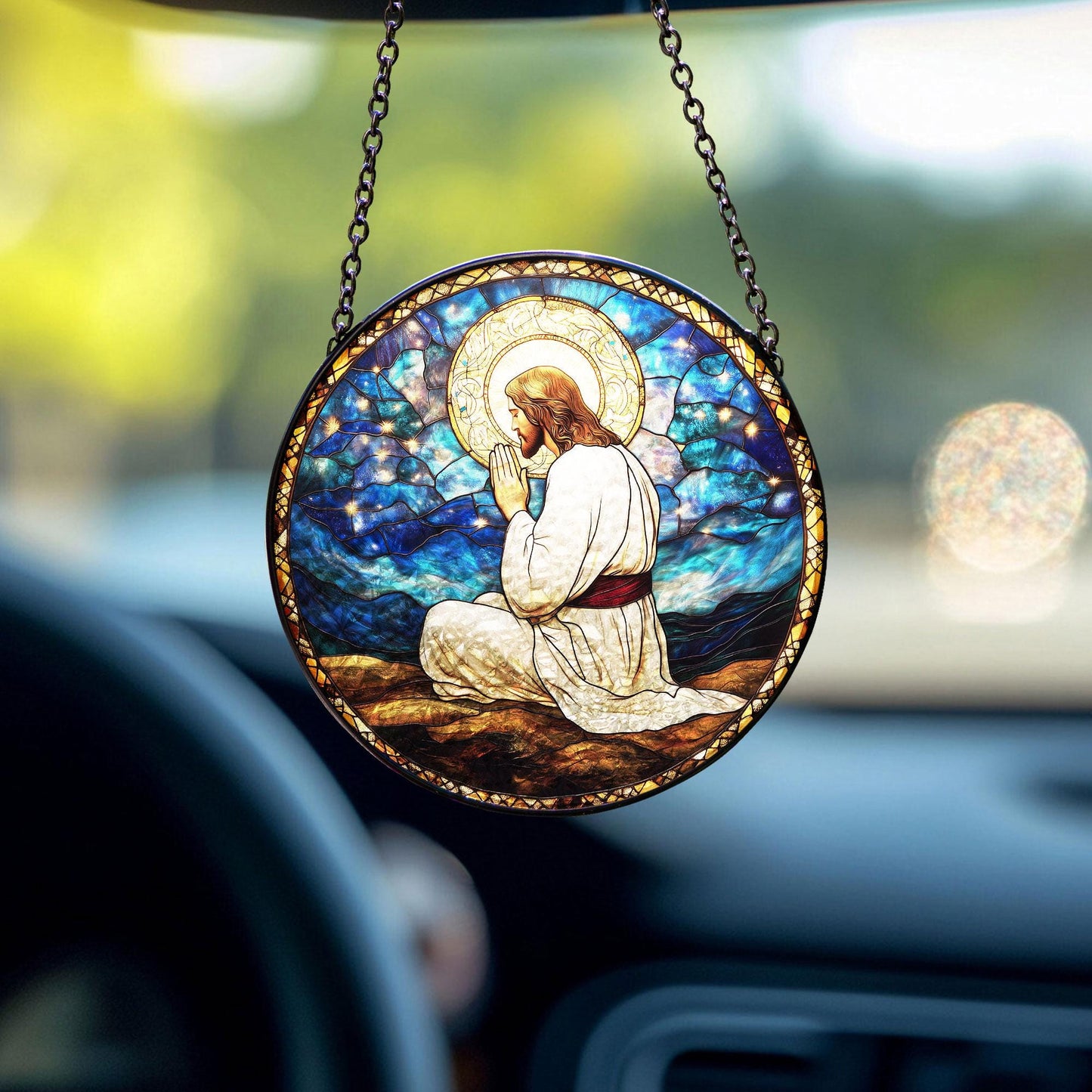 God Stained Glass Suncatcher, God Window Hanging, Jesus Christ Decoration, Jesus Suncatcher, Art Nature Gift Jesus, Suncatcher home decor