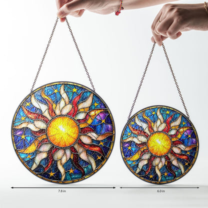 Sun Glass Suncatcher, Sun Suncatcher Ornament, Whimsical Spiral Sun, Sun Art, Sun Set Lover Gift, Sun Home Decor, New Home Decor, mom gift