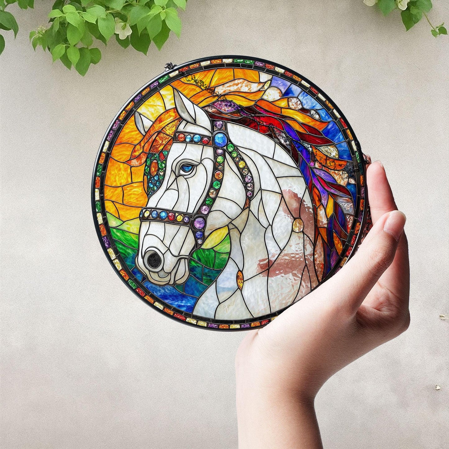 Horse SunCatcher Stained Glass, Equestrian Gifts, Horse Ranch Suncatcher Gifts, Horse Window Decor, Horse Glass Suncatcher, Lover Horse Gift