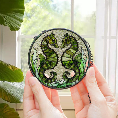 Seahorse Stained Glass Suncatcher, Seahorse Ornament, Suncatcher Ornament Gift, Cool Suncather Windows, Custom Shape Suncatcher