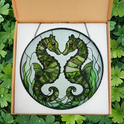 Seahorse Stained Glass Suncatcher, Seahorse Ornament, Suncatcher Ornament Gift, Cool Suncather Windows, Custom Shape Suncatcher