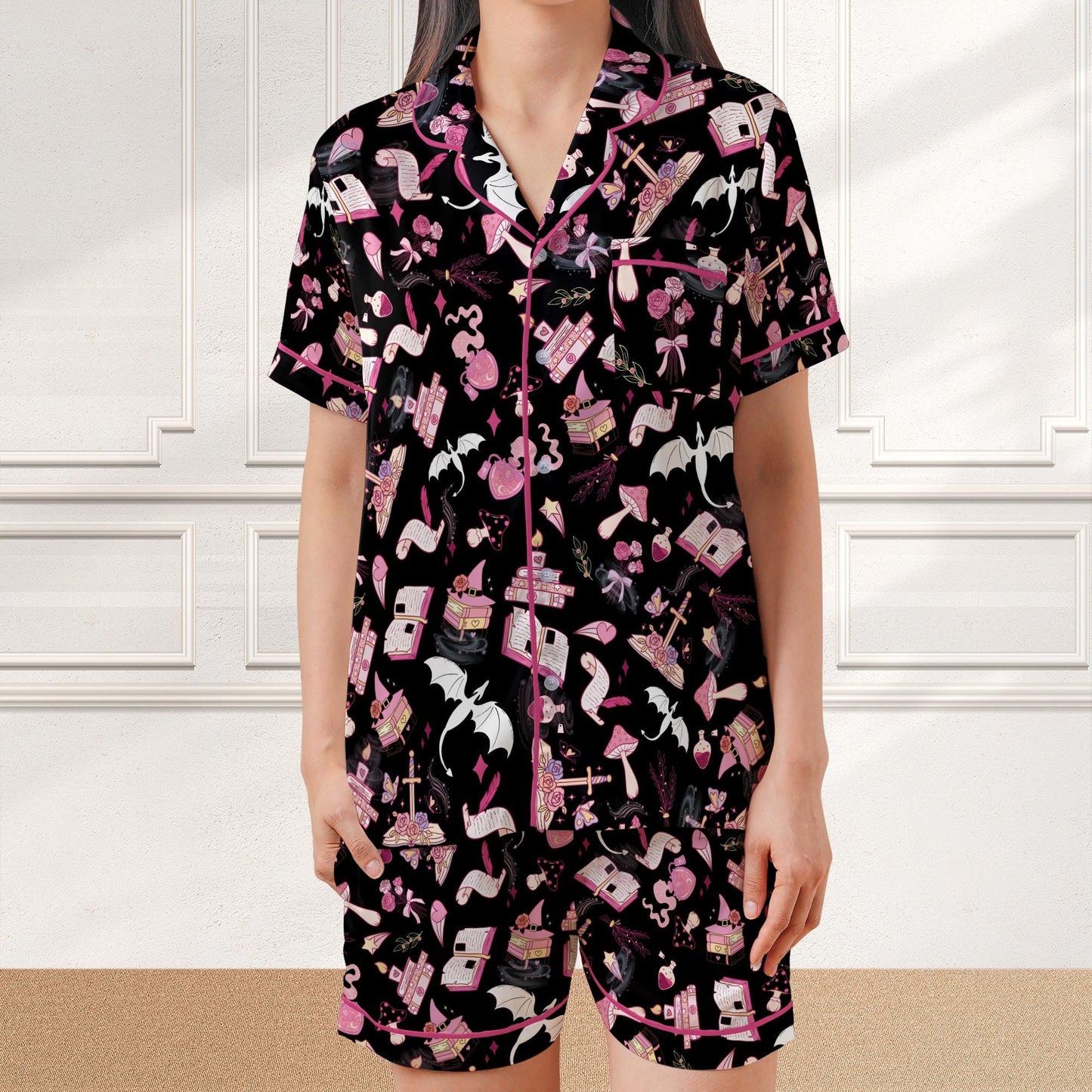 Bookish Short Pajamas, Fantasy Reader PJs, Enemies To Lovers Pajamas, Reading Girl Gift, Romantasy Gift for Book Lover