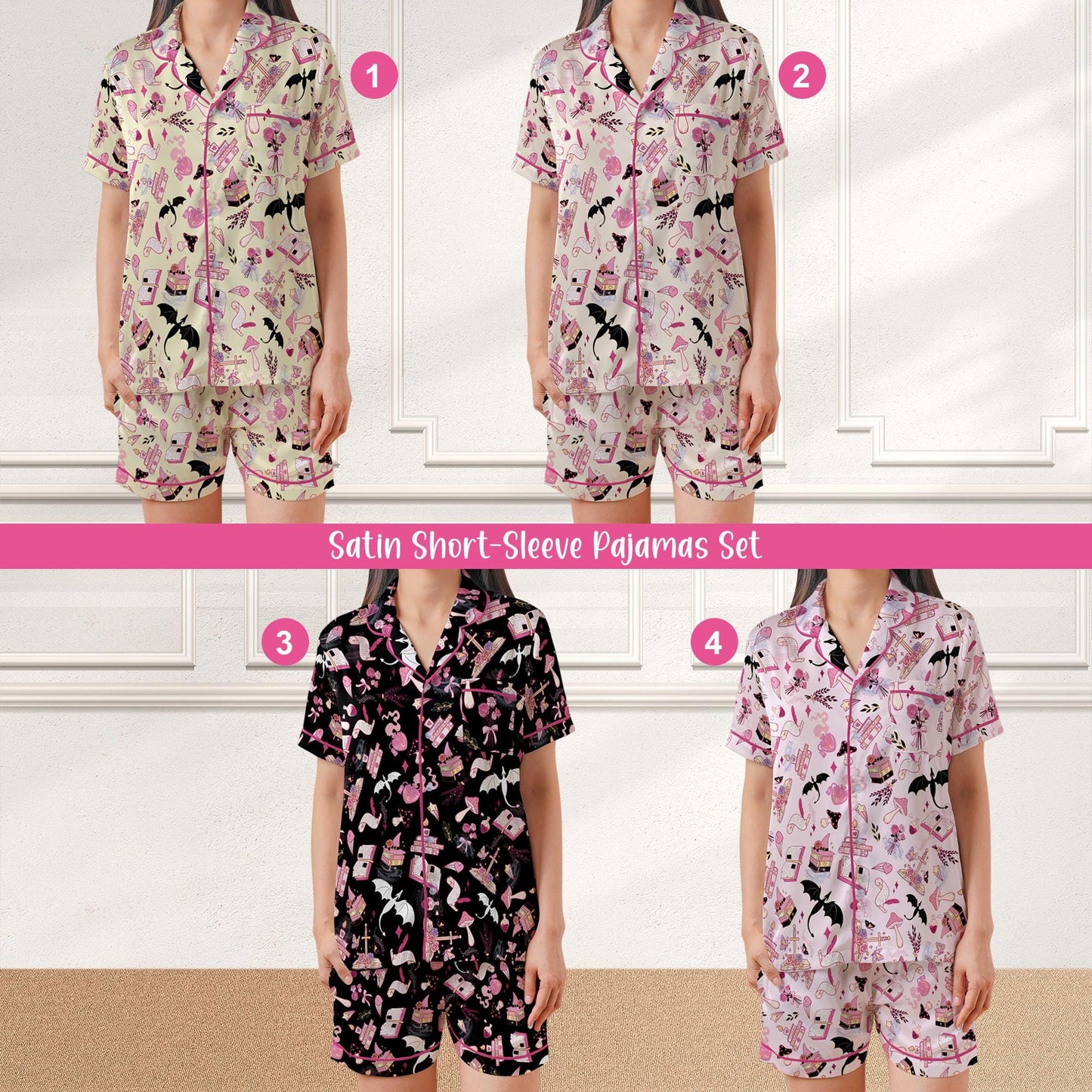 Bookish Short Pajamas, Fantasy Reader PJs, Enemies To Lovers Pajamas, Reading Girl Gift, Romantasy Gift for Book Lover