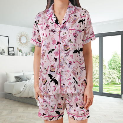 Fantasy Readers Pajamas Set, Fantasy Book Lovers Pajama Sleepwear Short Sleeve Pajamas, Bookish Pajamas, Romance Reader, Enemies to Lovers