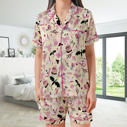 Fantasy Readers Pajamas Set, Fantasy Book Lovers Pajama Sleepwear Short Sleeve Pajamas, Bookish Pajamas, Romance Reader, Enemies to Lovers