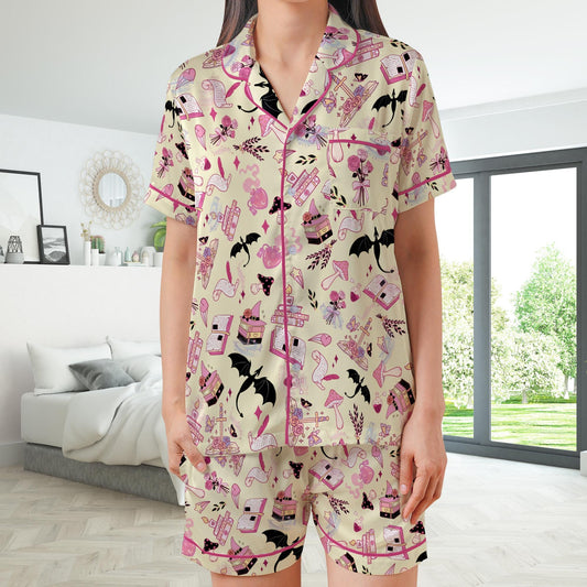 Fantasy Readers Pajamas Set, Fantasy Book Lovers Pajama Sleepwear Short Sleeve Pajamas, Bookish Pajamas, Romance Reader, Enemies to Lovers
