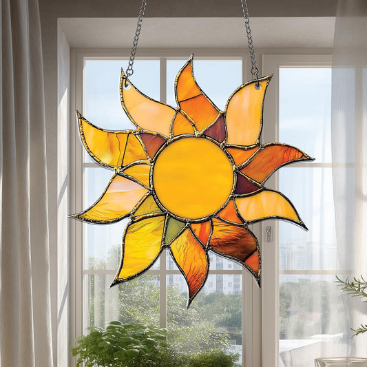Sun Acrylic 2D Flat Ornament, Vibrant Sun Window Hanging, Yellow Sunflower Decor, Solar Art, Bright Summer Gift, Birthday Gift for Him