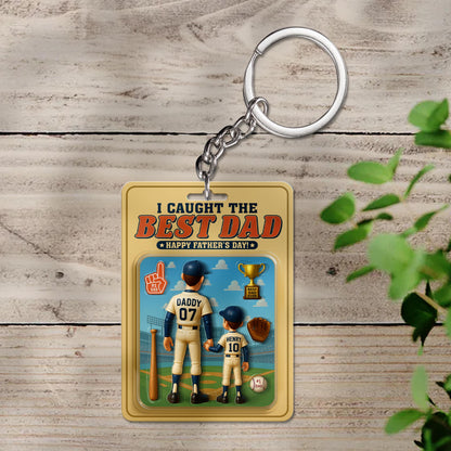 Personalized I Caught the Best Dad Baseball Acrylic Plaque – Custom Father’s Day Gift for Dad, Husband, Grandpa, Pop, Acrylic Block Plaque