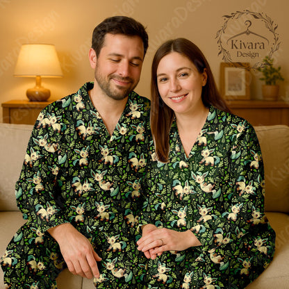 Leaf Forest Family Pajamas Set Matching Cute Pajamas Comfort for Adult Fans