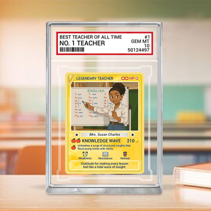 Custom Photo Teacher Card Gift, Personalized Poke Style Plaque, Best Teacher Keepsake, Funny End of Year Gift, Anime Teacher Acrylic Block