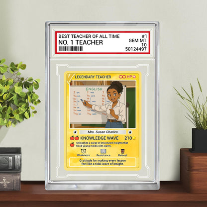 Custom Photo Teacher Card Gift, Personalized Poke Style Plaque, Best Teacher Keepsake, Funny End of Year Gift, Anime Teacher Acrylic Block