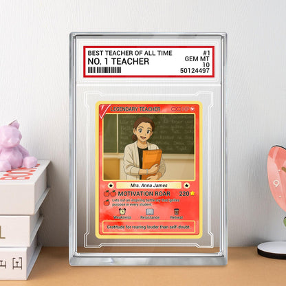Custom Teacher Appreciation Card, Personalized Desk Plaque, Legendary Trading Style Acrylic Block, End of Year Teacher, Back to School Gift
