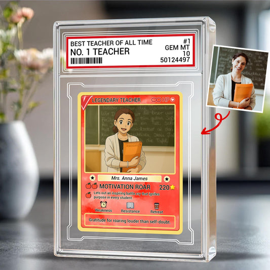 Custom Teacher Appreciation Card, Personalized Desk Plaque, Legendary Trading Style Acrylic Block, End of Year Teacher, Back to School Gift