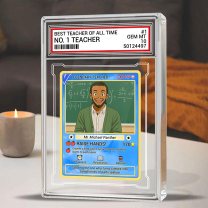 Trading Card Style Custom Photo Acrylic Block, Back to School Teacher Gift, Legendary Teacher Desk Card, Personalized Plaque Keepsake