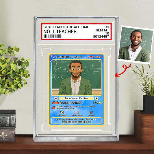Trading Card Style Custom Photo Acrylic Block, Back to School Teacher Gift, Legendary Teacher Desk Card, Personalized Plaque Keepsake