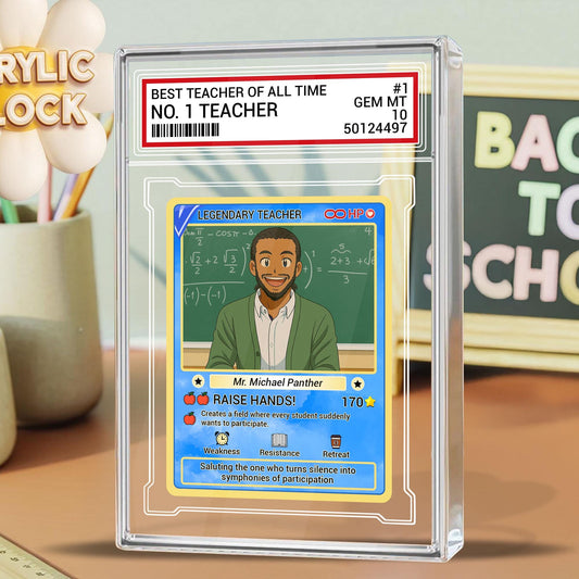 Trading Card Style Custom Photo Acrylic Block, Back to School Teacher Gift, Legendary Teacher Desk Card, Personalized Plaque Keepsake