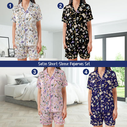 Fantasy Reader Pajamas Set, Bookworm Pajama Short Sleeve Pajamas, Bookish Pajamas, Romance, Enemies to Lovers Sleepwear Gift