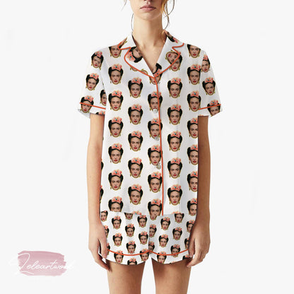 Frida Kahlo Satin Pajama Set for Women | Floral Crown Art Sleepwear | Artist-Inspired Loungewear Gift