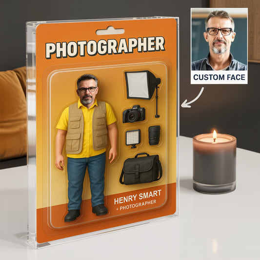Personalized Photographer Retirement Gift, Custom Photo Retired Action Figure Acrylic Block, Congratulation Photography Retired Gifts