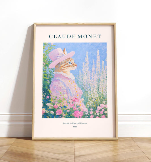 Monet Cat Print: French Cottagecore Wall Art