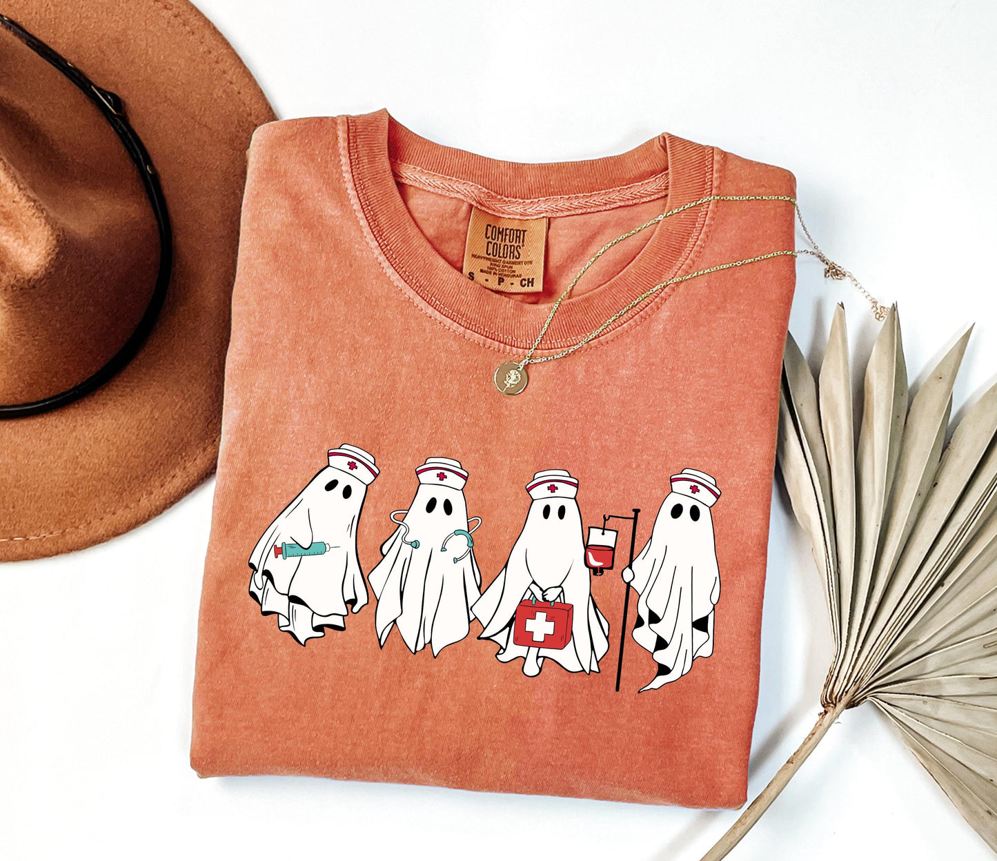Comfort Colors® Ghost Nurse Halloween Shirt, Halloween Nurse Shirt, Spooky Nurse Shirt, Halloween Nurse Gift, Nurse Boo Crew Shirt, Fall Tee