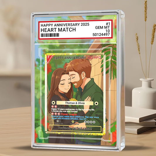 Personalized Pokémo Style Anniversary Gift Acrylic Block, Custom Couple Card From Photo, Cute Romantic Plaque Gift For Wedding, Couple
