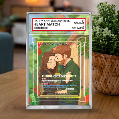 Personalized Pokémo Style Anniversary Gift Acrylic Block, Custom Couple Card From Photo, Cute Romantic Plaque Gift For Wedding, Couple