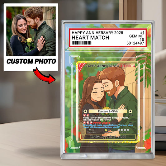 Personalized Pokémo Style Anniversary Gift Acrylic Block, Custom Couple Card From Photo, Cute Romantic Plaque Gift For Wedding, Couple