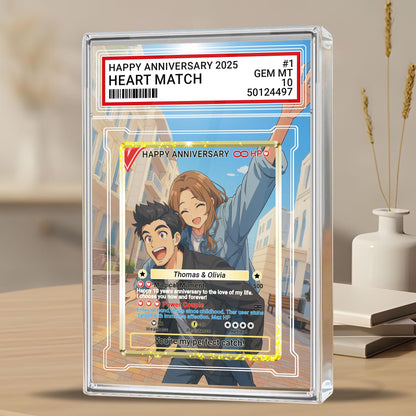 Custom Pokémo Style Anniversary Gift Acrylic Block, Personalized Couple Card From Photo, Cute Romantic Plaque Gift For Wedding, Couple