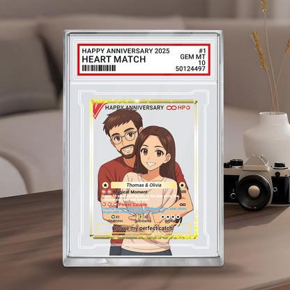 Custom Anniversary Acrylic Block Card with Personalized Couple Photo in Anime Style, Unique Pokemo-Inspired Wedding Gift, Romantic Keepsake
