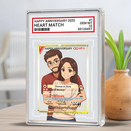 Custom Anniversary Acrylic Block Card with Personalized Couple Photo in Anime Style, Unique Pokemo-Inspired Wedding Gift, Romantic Keepsake
