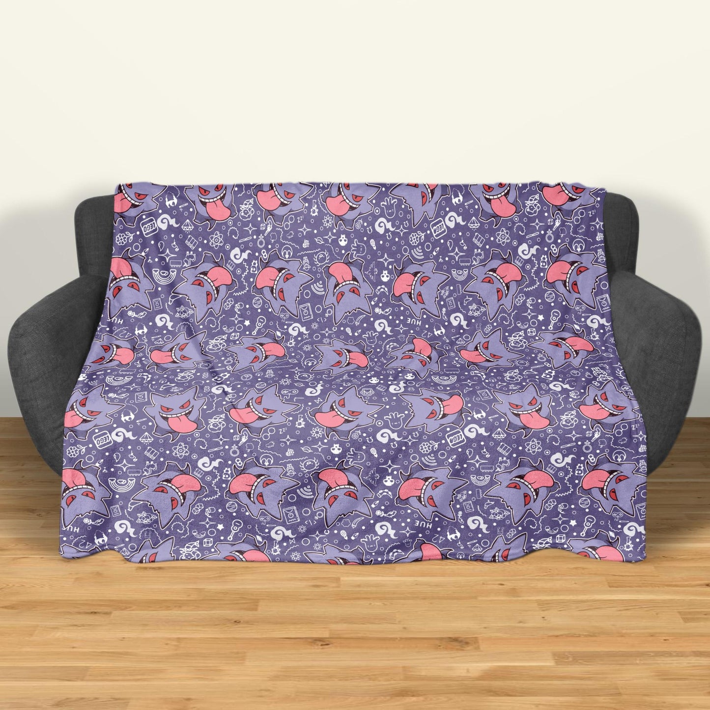 Gengar Fleece Blanket Home Decor Throw Blanket Bedroom Decor Baby Blanket Cute Ghost Gengar Blanket Gifts