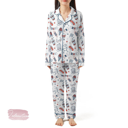 Liberal Fourth of July Set – Patriotic BBQ Pajama Shorts | USA Flag Ice Cream Lounge Set | Independence Day Sleepwear Gift