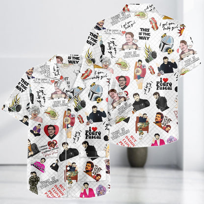 Pedro Pascal Meme Satin Pajamas, Funny Satin Sleepwear with Quotes, Star Daddy Shorts Set, Gift for Pascal Fans